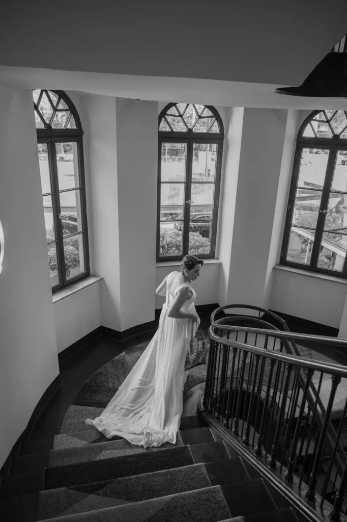 Bride walking to the ceremony at Destination Wedding Photography in Europe, by Poga Studios