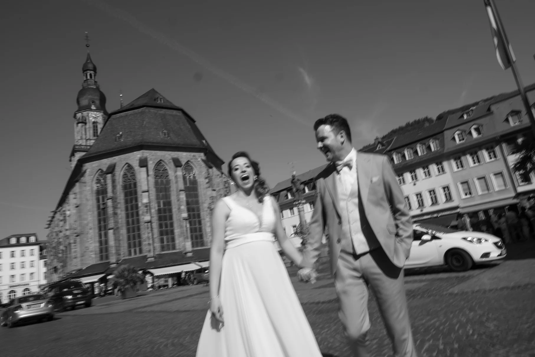 Bride and Groom walking in Heidelberg, Germany, Photography by Poga Studios